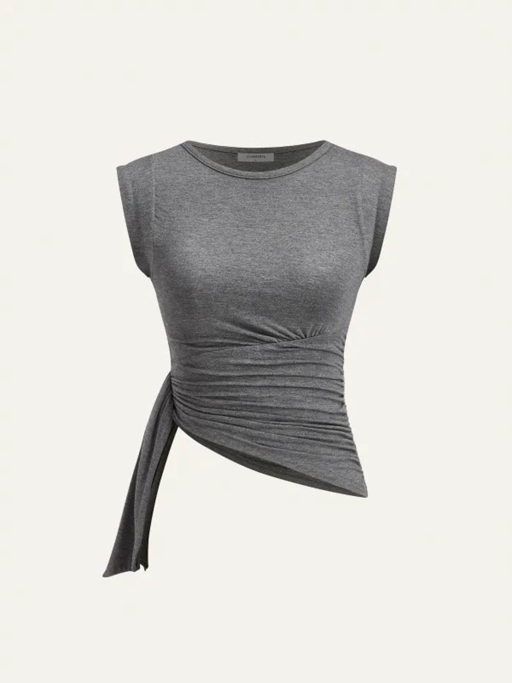 Commense Slate Grey Asymmetrical Ruched Tank